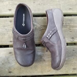 Merrell Encore Bracken Brown Leather Braided Slide Q2 Slip On Shoes‎ Woman's 10